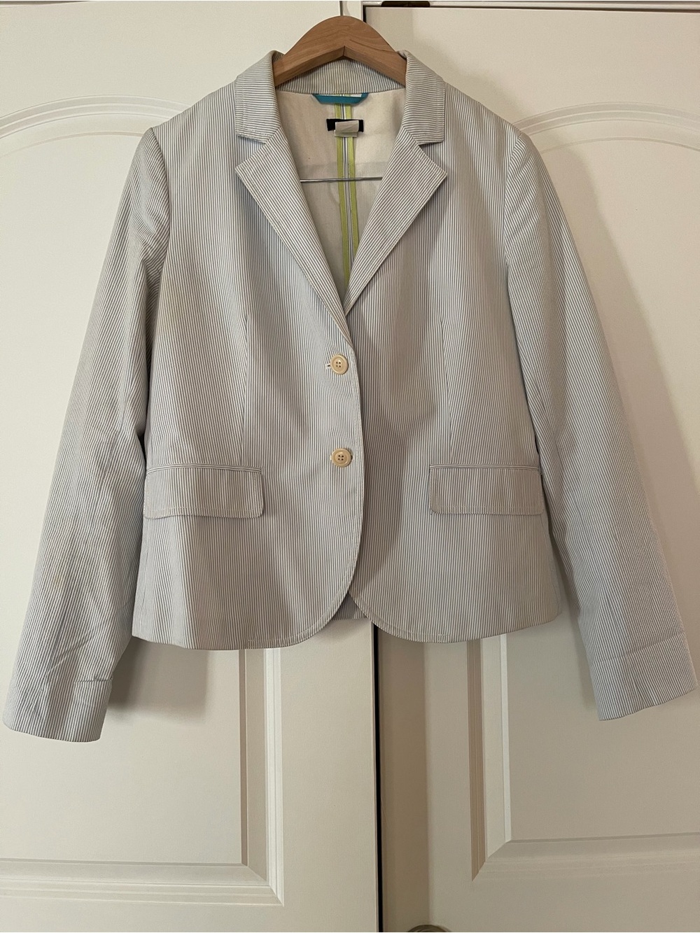 J. Crew Light Blue Pinstripe Cotton Blazer